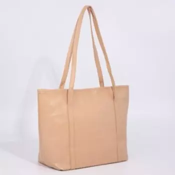 Сумка-шопер женская на молнии, размер 401419 см, однотонная, бежевая