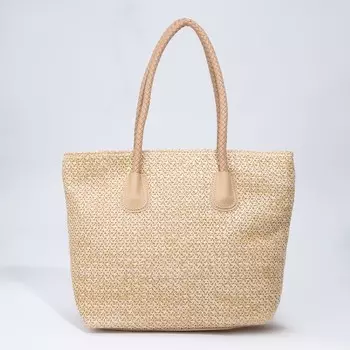 Сумка-шопер на молнии, цвет бежевый