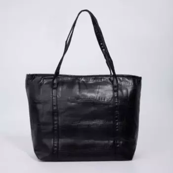 Сумка-шопер женская на молнии, размер 401419 см, однотонная, чёрная