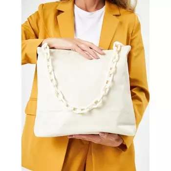 Сумка шопер, отдел на молнии, цвет бежевый 35х7х30см