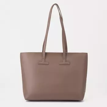 Сумка-шопер на молнии, цвет тёмно-бежевый