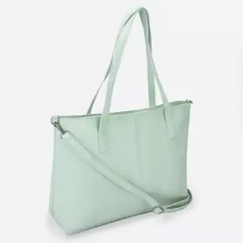 Сумка-шопер на молнии, длинный ремень, цвет зелёный