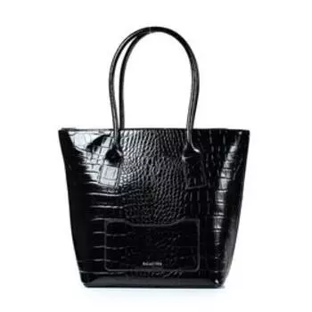 Сумка-шопер, отдел на молнии, наружный карман, цвет чёрный