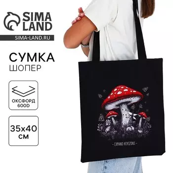 Сумка шопер «Расширяй горизонты», 35х0.5х40 см, отд без молнии, без подклада, чёрная