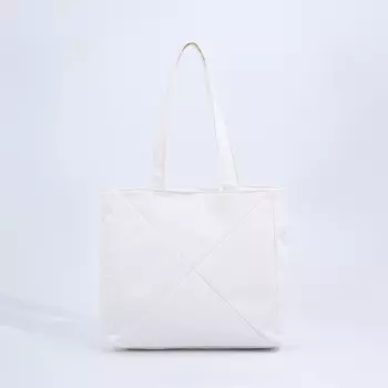 Сумка-шопер женская на молнии, размер 39930 см, однотонная, белая