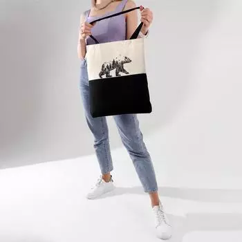 Сумка-шоппер "Медведь", белая, без молнии, 32 х 40 см