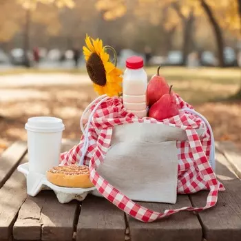 Сумка шоппер SL HOME Red cage, 5050 см, 100% лён, 150 г/м2