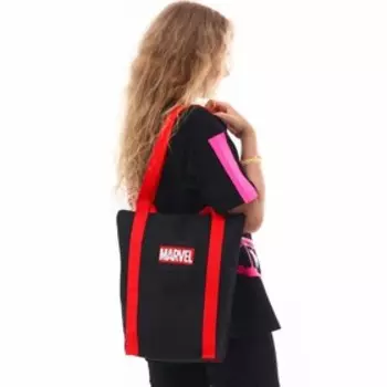Сумка шоппер текстильная "Марвел", 36,5*34*7, черная