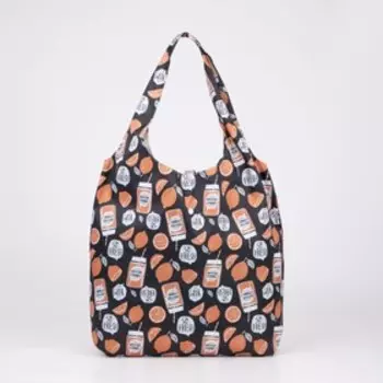 Сумка складная на кнопке, цвет чёрный/оранжевый