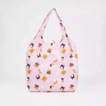 Сумка хозяйственная на кнопке, складная, цвет розовый