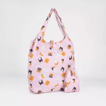 Сумка хозяйственная на кнопке, складная, цвет розовый