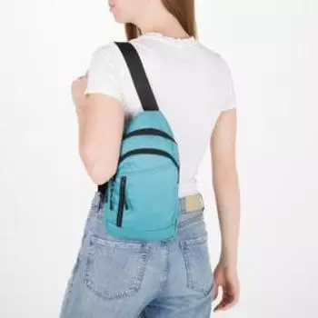 Сумка-слинг, 2 отдела на молнии, наружный карман, цвет бирюзовый