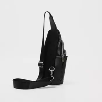 Сумка-слинг, 2 отдела на молниях, наружный карман, дышащая спинка, цвет чёрный