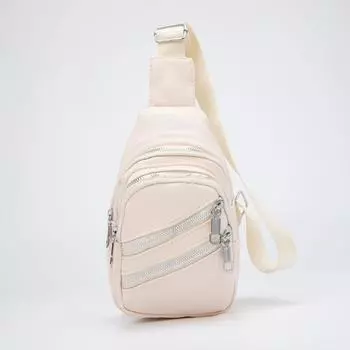Сумка-слинг, отдел на молнии, 3 наружных кармана, цвет бежевый