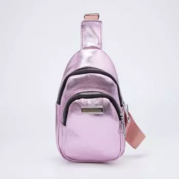 Сумка-слинг, отдел на молнии, наружный карман, цвет розовый