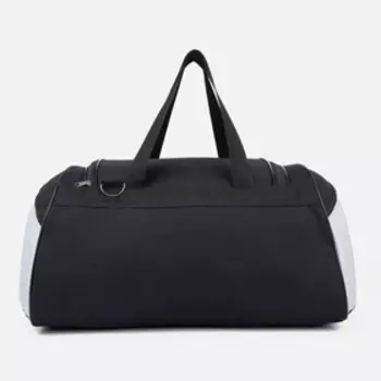 Сумка спортивная на молнии, 2 наружных кармана, длинный ремень, средний размер, цвет чёрный/серый