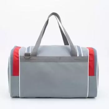 Сумка спортивная, 3 отдела на молниях, наружный карман, длинный ремень, цвет серый