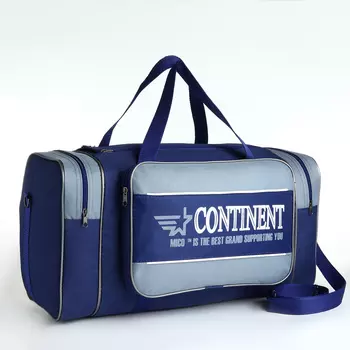 Сумка спортивная на молнии, 3 кармана, длинный ремень, цвет чёрный/синий