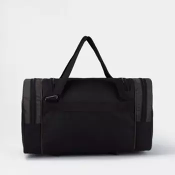 Сумка спортивная на молнии, 3 наружных кармана, длинный ремень, цвет чёрный/хаки