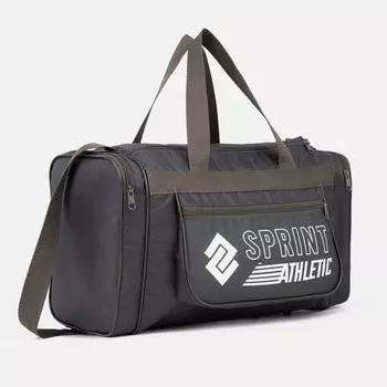 Сумка спортивная мужская на молнии, 3 наружных кармана, средний размер, цвет хаки