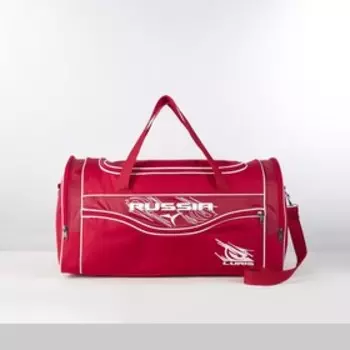 Сумка спортивная на молнии, 3 наружных кармана, длинный ремень, цвет красный