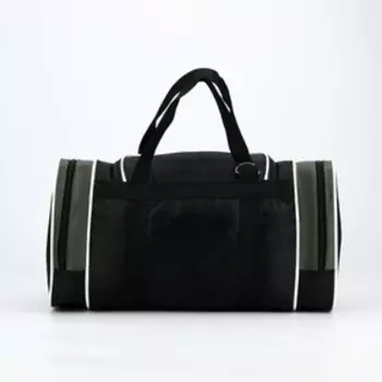 Сумка спортивная на молнии, без подкладки, 3 наружных кармана, цвет чёрный/хаки