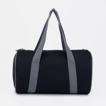 Сумка спортивная на молнии, длинный ремень, без подкладки, цвет чёрный/серый