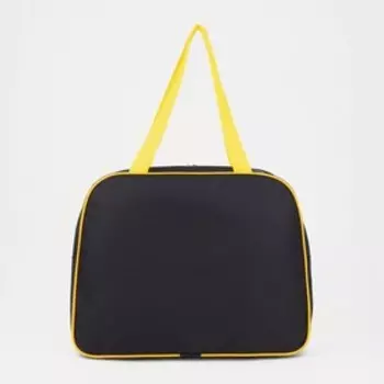 Сумка спортивная на молнии, без подкладки, наружный карман, цвет чёрный/жёлтый