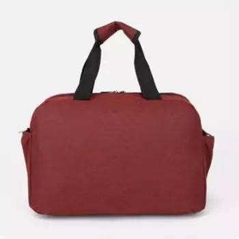 Сумка спортивная женская на молнии, 3 наружных кармана, средний размер, цвет бордовый