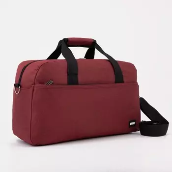 Сумка дорожная на молнии, 3 наружных кармана, цвет бордовый
