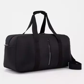 Сумка спортивная на молнии, 2 наружных кармана, цвет чёрный