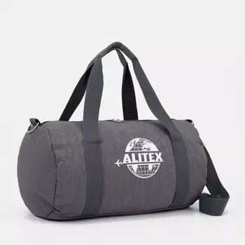 Сумка спортивная на молнии, наружный карман, держатель для чемодана, средний размер, цвет серый