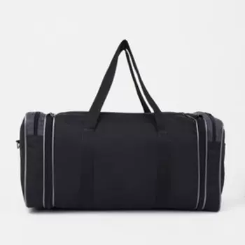 Сумка спортивная на молнии, длинный ремень, цвет чёрный/серый