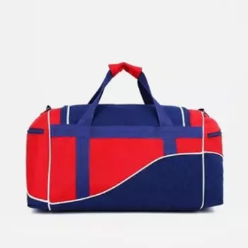 Сумка спортивная на молнии с подкладкой, 3 наружных кармана, цвет синий/красный