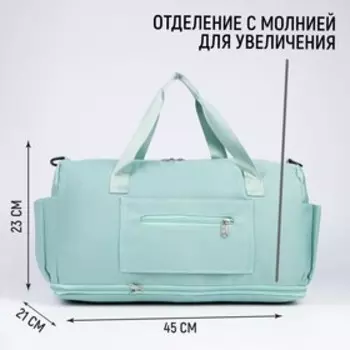 Сумка спортивная на молнии с увеличением, 4 наружных кармана, цвет мятный