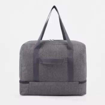 Сумка спортивная на молнии, отдел для обуви, наружный карман, держатель для чемодана, цвет серый