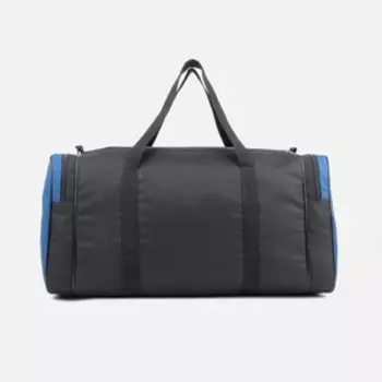 Сумка спортивная на молнии, 3 наружных кармана, длинный ремень, цвет чёрный/синий