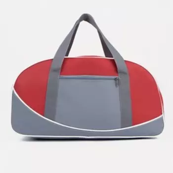 Сумка спортивная на молнии, 3 наружных кармана, длинный ремень, цвет красный/серый