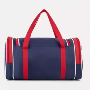 Сумка спортивная на молнии, 3 наружных кармана, длинный ремень, цвет красный/синий