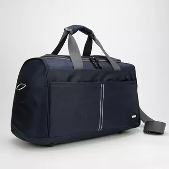 Сумка спортивная, отдел на молнии, 3 наружных кармана, длинный ремень, цвет синий