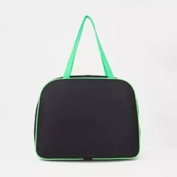 Сумка спортивная на молнии, без подкладки, наружный карман, цвет чёрный/зелёный