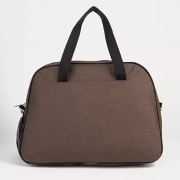 Сумка спортивная, отдел на молнии, наружный карман, длинный ремень, цвет коричневый