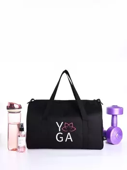 Сумка спортивная TEXTURA на молнии с подкладкой, длинный ремень, маленький размер, с принтом, чёрная