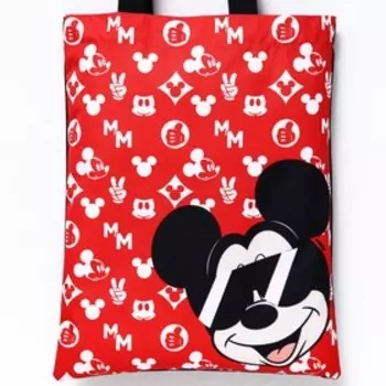 Сумка текстильная "Микки Маус", 31*1*40,5см, отдел без молнии, без подклада , красная