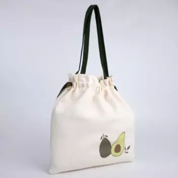 Сумка текстильная, на шнурках avocado, бежевая