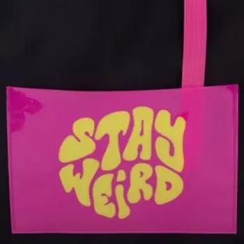 Шопер текстильный STAY WEIRD с карманом, 35 х 0,5 х 40 см, чёрный