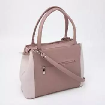 Сумка тоут, 2 отдела на молниях, наружный карман, длинный ремень, цвет бежевый