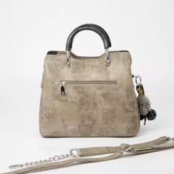 Сумка-тоут, 3 отдела на молниях, наружный карман, длинный ремень, цвет светло-коричневый