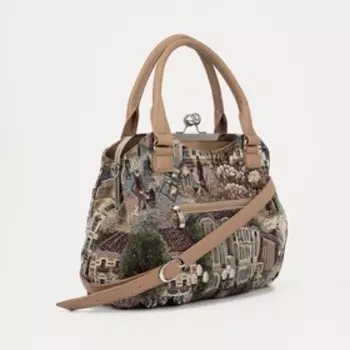 Сумка-тоут на фермуаре, цвет бежевый