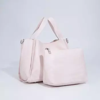 Сумка - мешок женская на кнопке, с косметичкой, 241419 см, бежевая